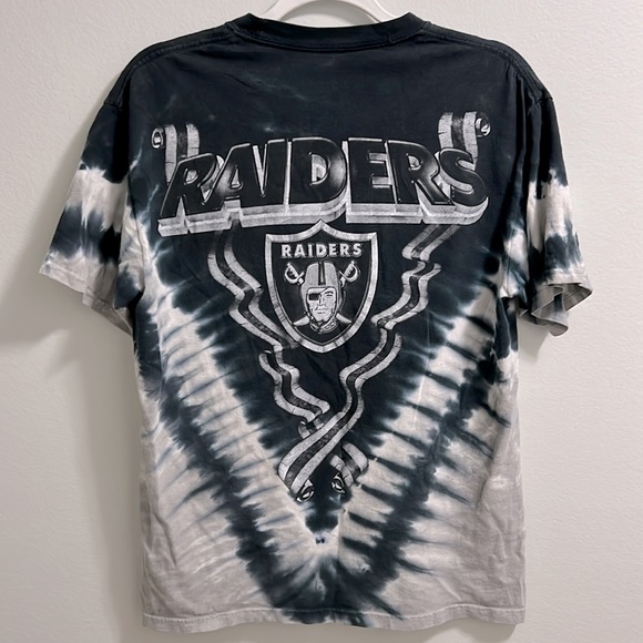 TIE-DYED OAKLAND RAIDERS T-SHIRT W/ TEAM LOGO FRONT & BACK DESIGNS - Picture 4 of 5
